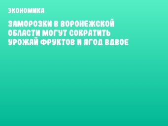Заморозки в Воронежской области могут сократить урожай фруктов и ягод вдвое