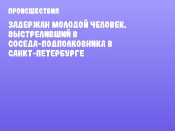 Задержан молодой человек, выстреливший в соседа-подполковника в Санкт-Петербурге