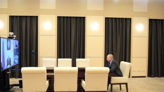 Видео совещания Путина с постоянными членами Совета Безопасности 3 апреля 2020 года