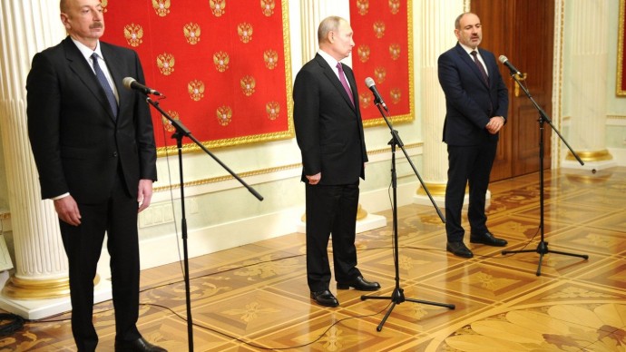Видео: заявление для прессы по итогам переговоров Путина, Алиева и Пашиняна 11 января 2021 года