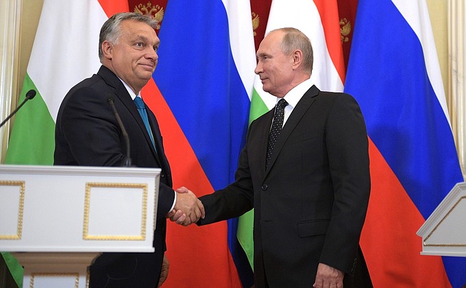 Видео: пресс-конференция Владимира Путина и Виктора Орбана