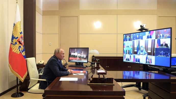 Видео совещания Путина с постоянными членами Совета Безопасности 24 апреля 2020 года